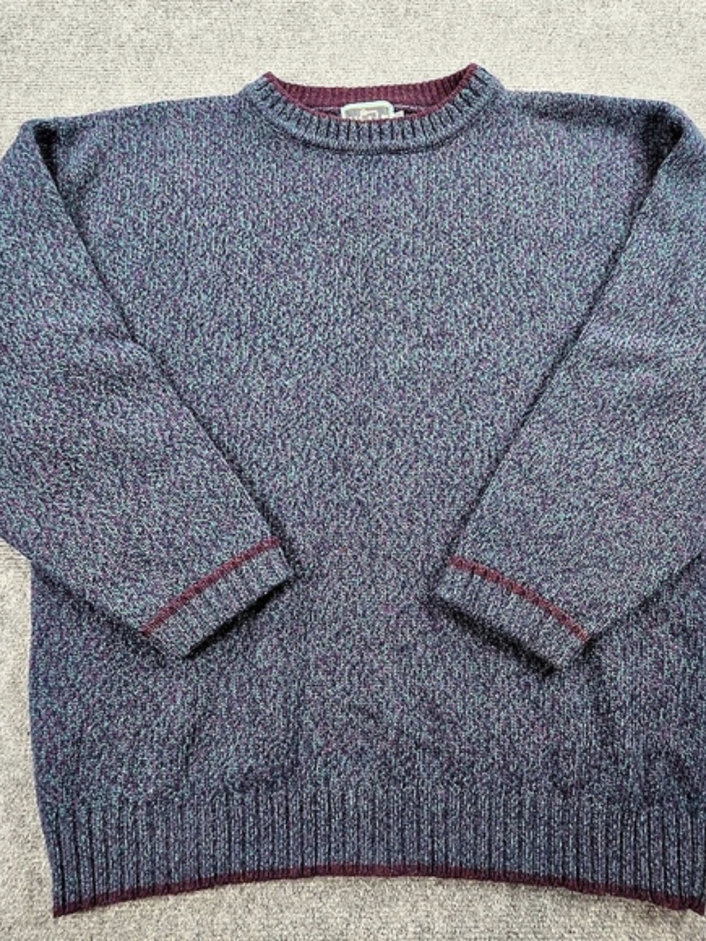 Vintage Woolrich Marled Knit Crewneck Sweater Mens Size Large Purple Teal Wool